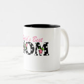 世界でピンクのチューリップとの最も最高のなお母さんの黒 ツートーンマグカップ (正面右)