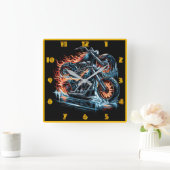 世界でホットバイクを走らせ凍っている スクエア壁時計 (ホーム)