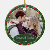 世界で一つだけのエレガントなクリスマス カップル写真 セラミックオーナメント (正面)