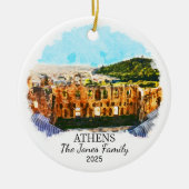 世界で一つだけのオリジナルアテネ装飾品、ギリシャへの特別な贈り物 セラミックオーナメント (正面)