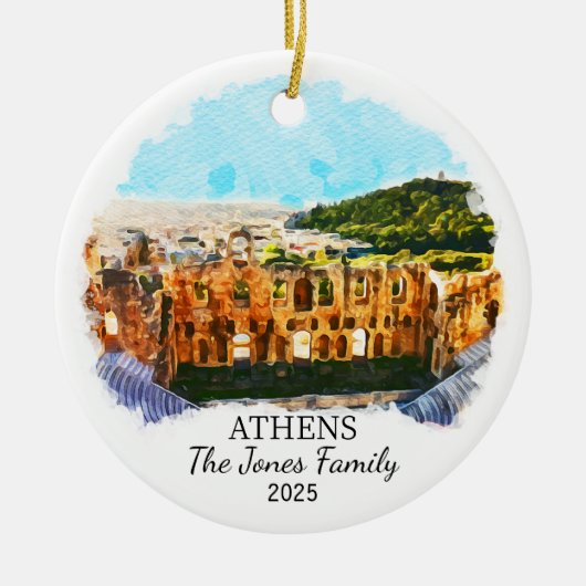 世界で一つだけのオリジナルアテネ装飾品、ギリシャへの特別な贈り物 セラミックオーナメント (正面)
