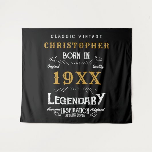 世界で一つだけのパーソナライズされた誕生日最高の父伝説のゴールド タペストリー (正面(横))