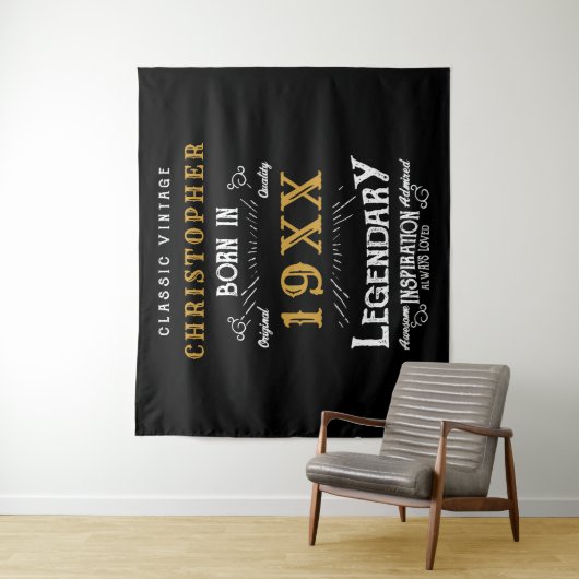 世界で一つだけのパーソナライズされた誕生日最高の父伝説のゴールド タペストリー (インサイチュ)