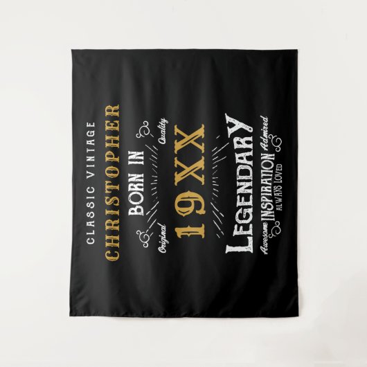 世界で一つだけのパーソナライズされた誕生日最高の父伝説のゴールド タペストリー (正面)