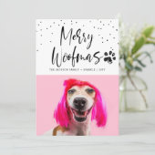 世界で一つだけのペットと2人の写真を使った、クリスマスホリデーギフト シーズンカード (スタンド正面)