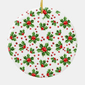 世界で一つだけのペットの写真を使った最初のクリスマスギフト - ホリーベリー セラミックオーナメント (裏面)