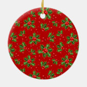 世界で一つだけのペットの写真を使った最初のクリスマスギフト - ホリーベリー セラミックオーナメント (裏面)