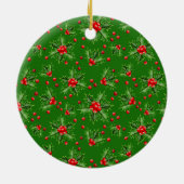 世界で一つだけのペットの写真を使った最初のクリスマスギフト - ホリーベリー セラミックオーナメント (裏面)