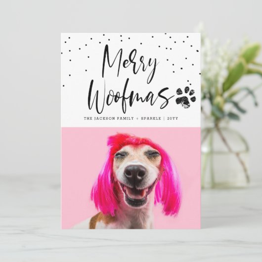 世界で一つだけのペット2人用写真クリスマスホリデー シーズンカード (スタンド正面)