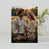 世界で一つだけの写真入りハッピー ヴァレンタイン デー エレガント 箔シーズンカード (立ち正面)