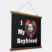 世界で一つだけの写真入りベイ  私は彼氏が大好き 吊り下げ型タペストリー (傾斜あり)