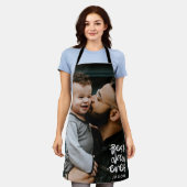 世界で一つだけの写真 世界で最高のパパ  名前オーバーレイ エプロン (着用した状態)