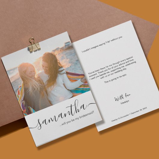 世界で一つだけの写真　私のブライズメイドになってくれる？ 招待状