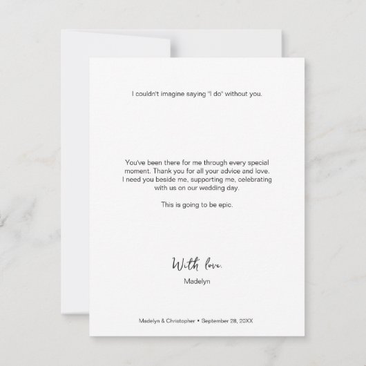 世界で一つだけの写真　私のブライズメイドになってくれる？ 招待状 (裏面)