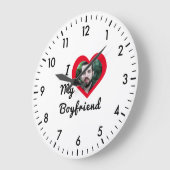 世界で一つだけの写真 私の彼氏ベイが大好き ラージ壁時計 (傾斜)