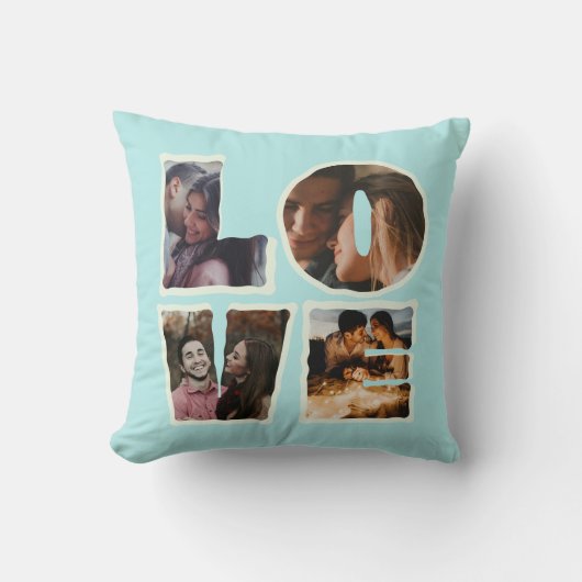 世界で一つだけの愛の写真コラージュ　バレンタインデー クッション (正面)