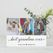 世界で一つだけの最高のばあちゃん 3枚の写真のコラージュ カード (スタンド正面)