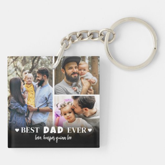 世界で一つだけの最高のパパ 6枚の写真の特別なコラージュ お父さんへ キーホルダー (裏面)