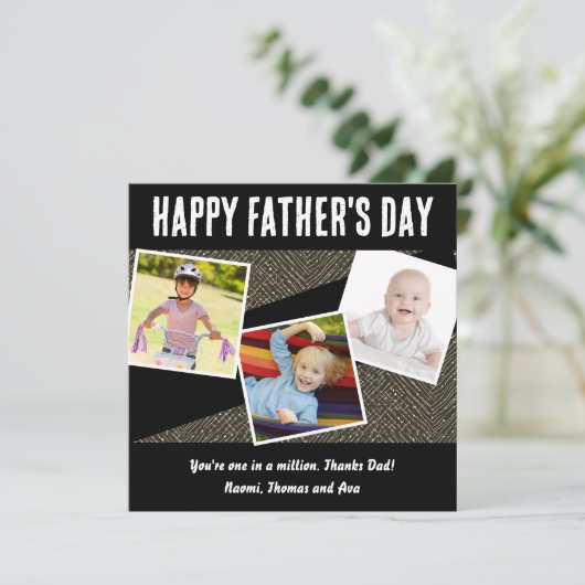 世界で一つだけの特別な３枚の写真を使った、スタイリッシュでおしゃれな父の日コラージュギフト シーズンカード (スタンド正面)