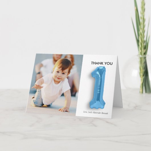 世界で一つだけの特別な1歳の誕生日お礼カード サンキューカード (正面)