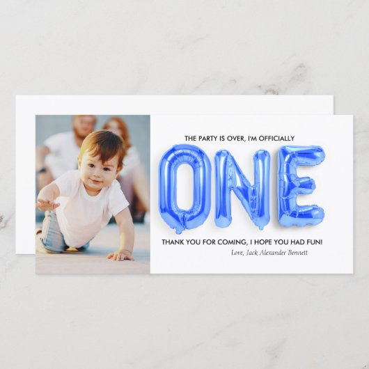 世界で一つだけの特別な1歳の誕生日お礼カード サンキューカード (正面/裏面)