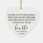 世界で一つだけの義理の母へのウェディングギフトハート セラミックオーナメント (裏面)