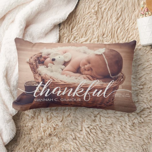世界で一つだけの赤ちゃんの写真 ありがとう ランバークッション (ブランケット)