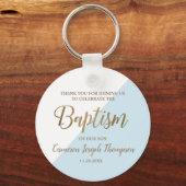 世界で一つだけの青いベビーボーイの洗礼にお礼 キーホルダー (正面)