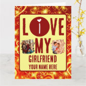 世界で一つだけの2枚の写真の コラージュ 私は彼女が好き カード (黄色い花)