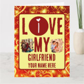 世界で一つだけの2枚の写真の コラージュ 私は彼女が好き カード (正面)