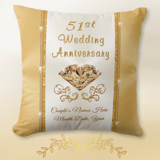 世界で一つだけの、結婚51周年記念の特別な贈り物。枕。 クッション