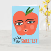 世界で一番かわいい ファンタジーなリンゴのフルーツ デザイン カード (黄色い花)