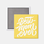 世界で一番すばらしいママよ 手書きスクリプト タイポグラフィー 黄色 マグネット (正面/裏面)