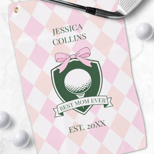 世界で一番すばらしいママ ピンク モダン レディー ゴルファー 母の日 ゴルフタオル