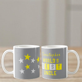 世界で一番のおじさん 名前入り スター グレー コーヒーマグカップ