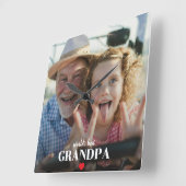 世界で一番のじぃじに贈る写真ギフト スクエア壁時計 (傾斜)