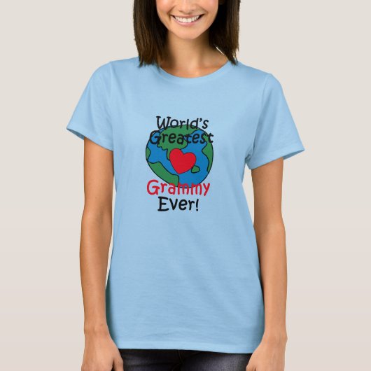 世界で一番のグランマのハート Tシャツ (正面)