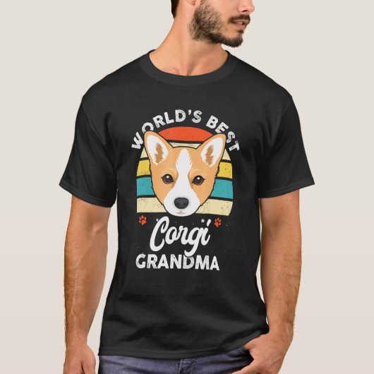 世界で一番のコーギーおばあちゃん犬 Tシャツ (正面)