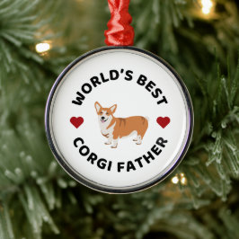 世界で一番のコーギーお父さん 犬のお父さん クリスマスギフト メタルオーナメント