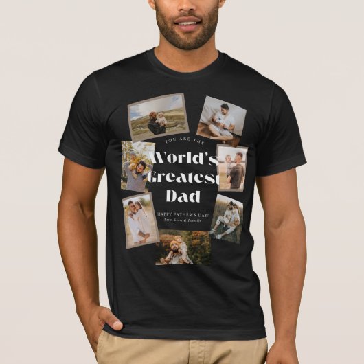 世界で一番のダッド7枚フォトコラージュ Tシャツ (正面)