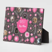 世界で一番のドッグママ　かわいいピンクのハートの花　フォトコラージュ フォトプラーク (側面)