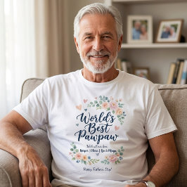 世界で一番のパパおじいちゃんの名前入りフラワーグラフィックTシャツ Tシャツ