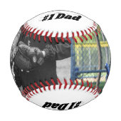 世界で一番のパパ フォト野球 父の日の黒い野球 野球ボール (正面)