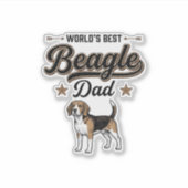 世界で一番のビーグル犬のパパ ビンテージ風デザイン シール (正面)