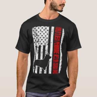 世界で一番のペンブロークウェルシュコーギーのパパ アメリカ国旗 Tシャツ