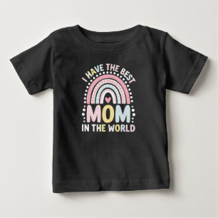 世界で一番のママだよ ボホー レインボー ベビーTシャツ