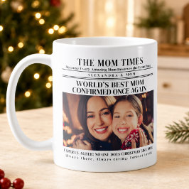 世界で一番のママのクリスマスフォト新聞 コーヒーマグカップ