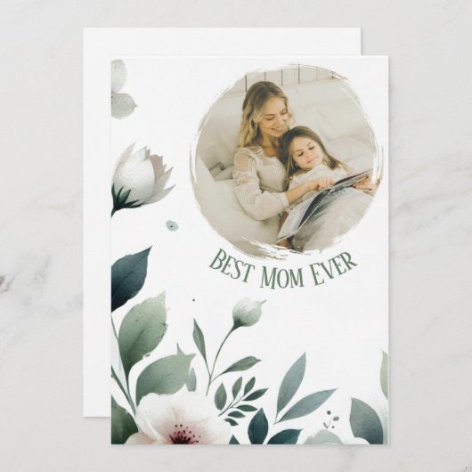 世界で一番のママへ - 写真入りオリジナルフラワーカード シーズンカード (正面/裏面)
