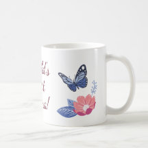 世界で一番のマママグカップ、蝶の花柄コーヒーカップ