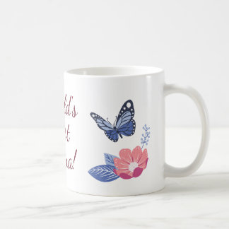 世界で一番のマママグカップ、蝶の花柄コーヒーカップ コーヒーマグカップ